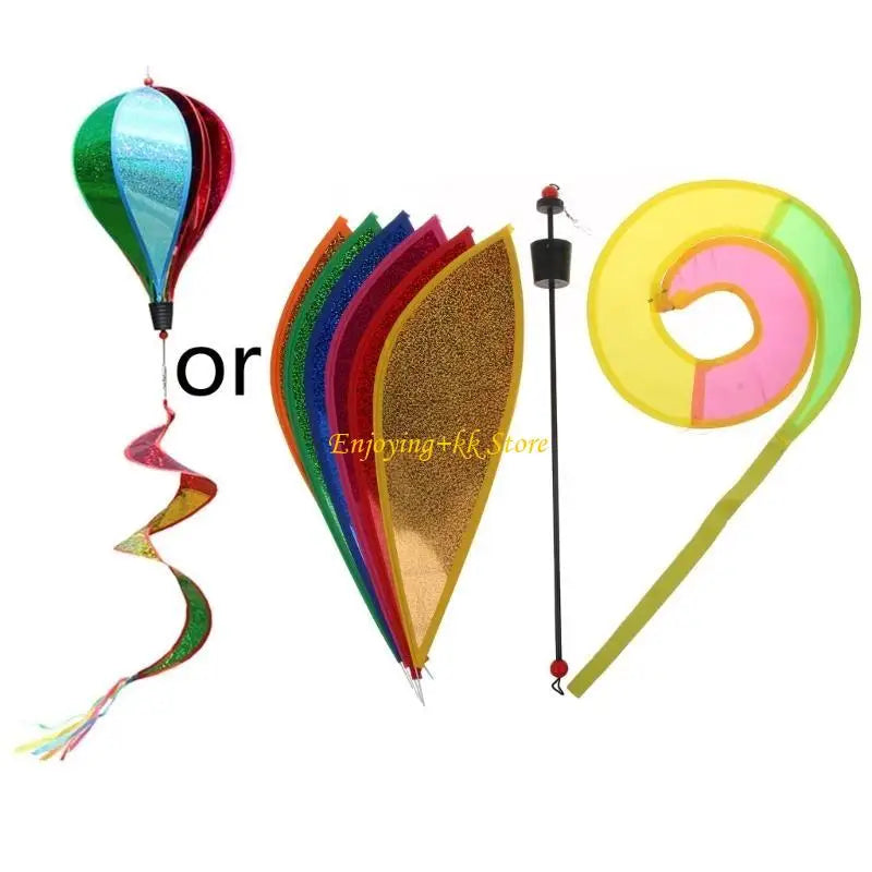 Q1JB Hot Air Balloon Wind Spinner Rainbow Pinwheel Garden Yard Lawn Decoration Gift
