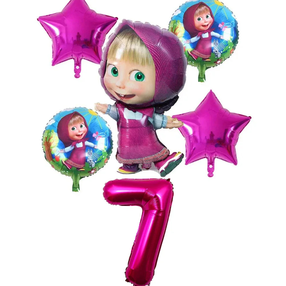 Cute Mashas and the Bear Party Balloons Party Decorations Cartoon Bear Party Favors Baby Shower Gifts For Kids Birthday Party