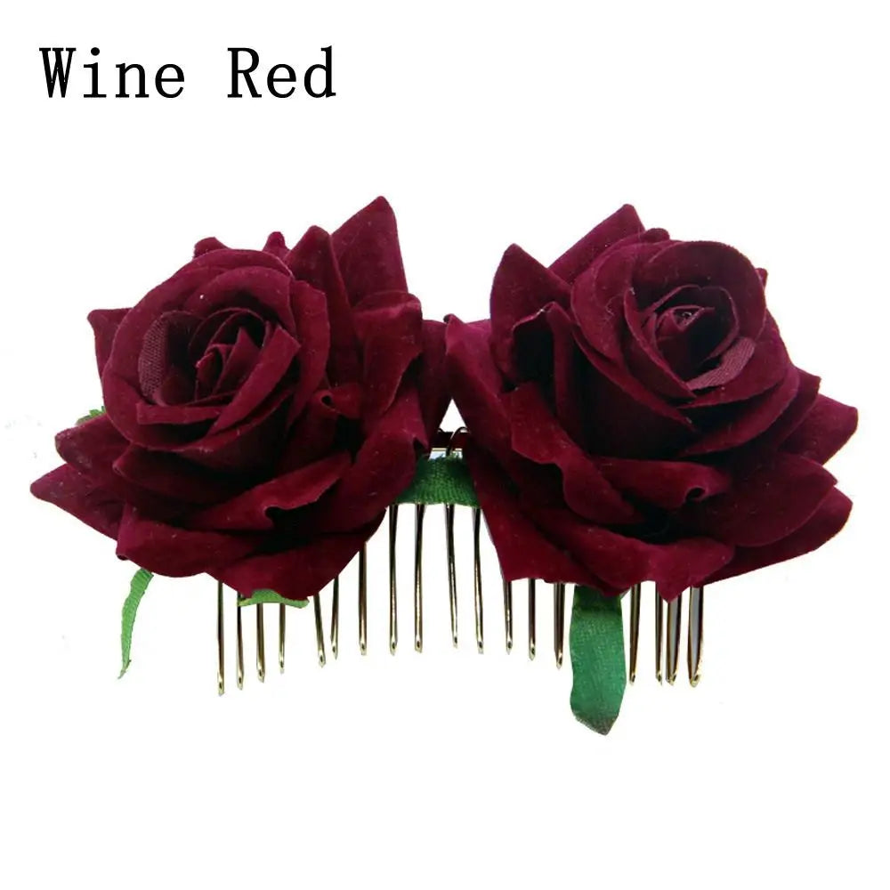Flower Hair Comb Elegant Bridal Crystal Hair Ornaments Rustic Wedding Floral Women Flower Leaf Hair Comb Brides Hair Accessories