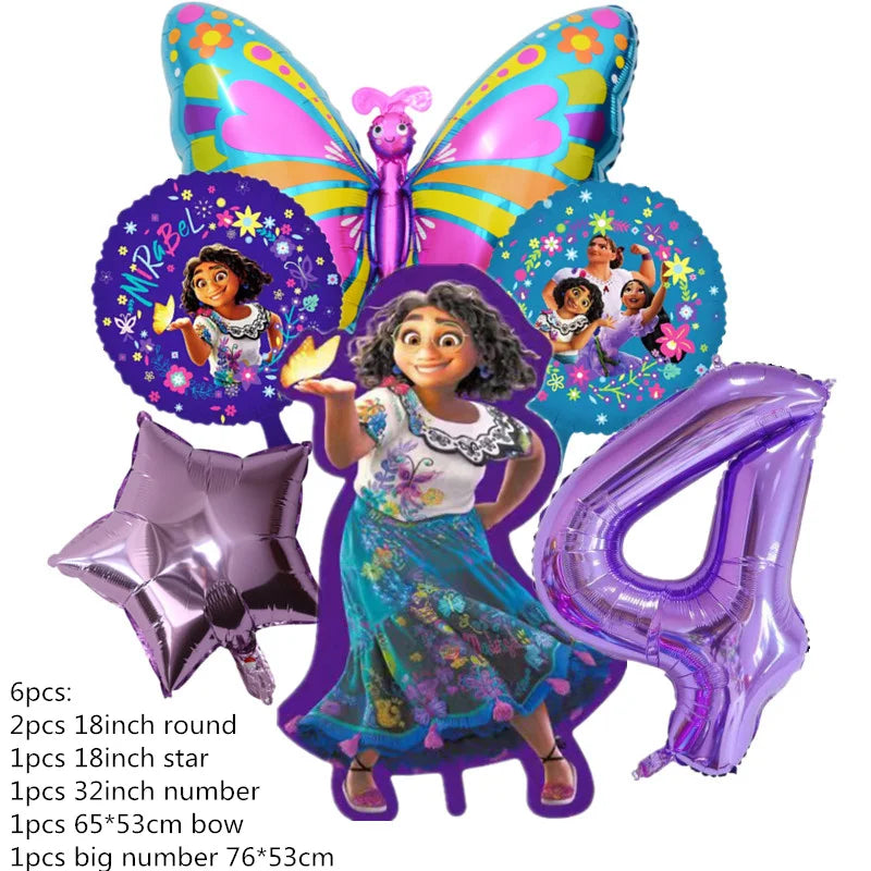 Disney Encanto Mirabel Isabella Party Balloons Set 32inch Purple Number Foil Balloons For Kids 1 2 3th Birthday Decor Air Globos