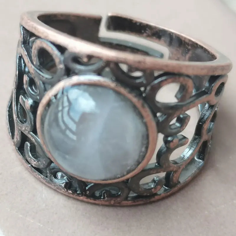 Aventurine Malachite Tiger Eye Crystal Lapis Lazuli Howlite Carnelian Goldstone Opal Unakite Sand Jaspe Bead Ring PWB1230