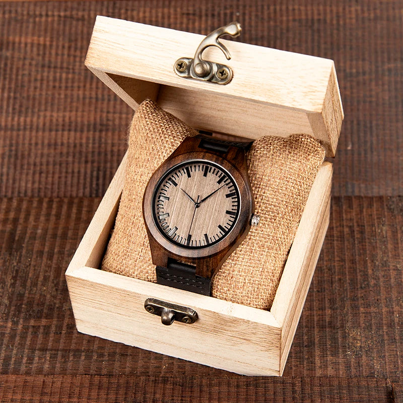 BOBO BIRD Ebony Wood Watch Customized Gift Quartz Movement Timepieces for Son Mom Dad Boyfriend Engraved Your Own Logo OEM
