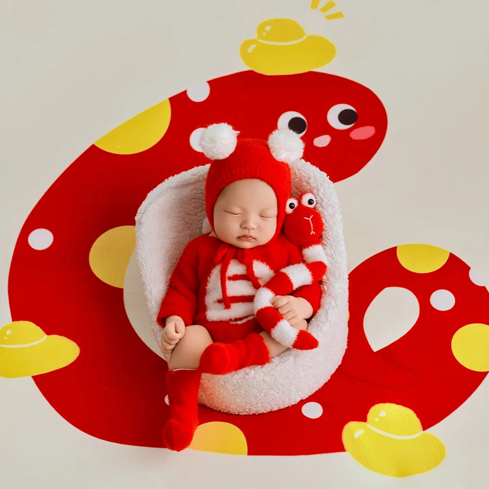 Baby Snake Cosplay Costume Hat+Knitted Jumpsuit with Tail Photography Clothes Cartoon Animal Background Cute Snake Theme Props