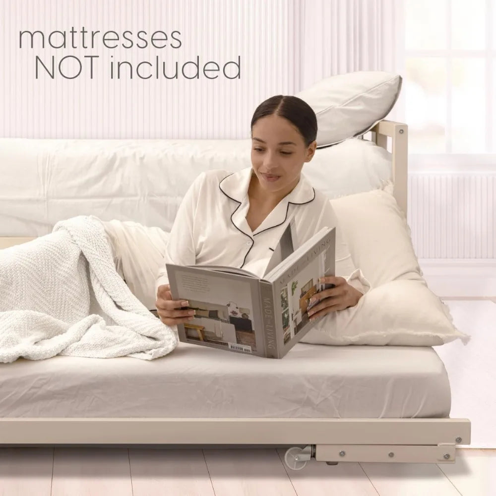 Twin Daybed and Fold- Up Trundle Set, Daybed with Pop Up Trundle - Mattresses Sold Separately