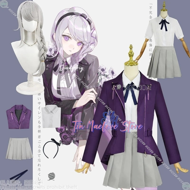 Anime Game The Hundred Cosplay Kirifuji Nozomi Costume Purple Punk Coat Y2k Fashion Jirai Kei Girls Dress JK Uniform Halloween