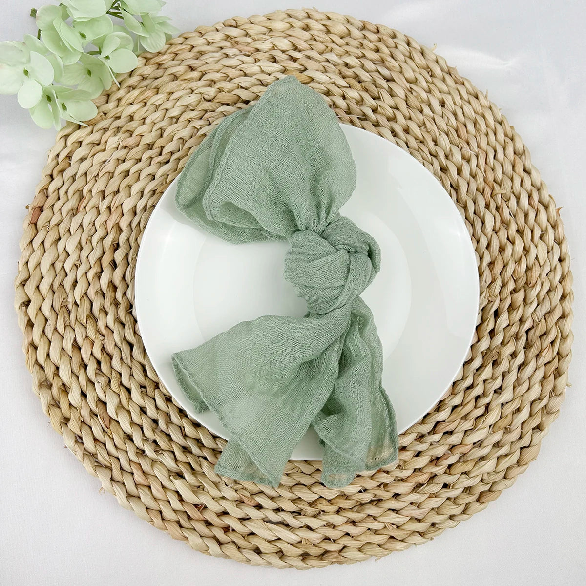 10PCS 38x38CM Sage green Wedding Cloth Napkins Gauze Fabric Pink Beige Christmas Party Dinner table Mat Decoration