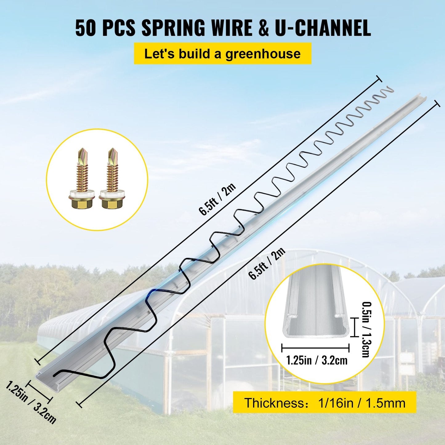 Spring Wire And Lock Channel, 6.56ft Spring Lock & U-Channel Bundle
