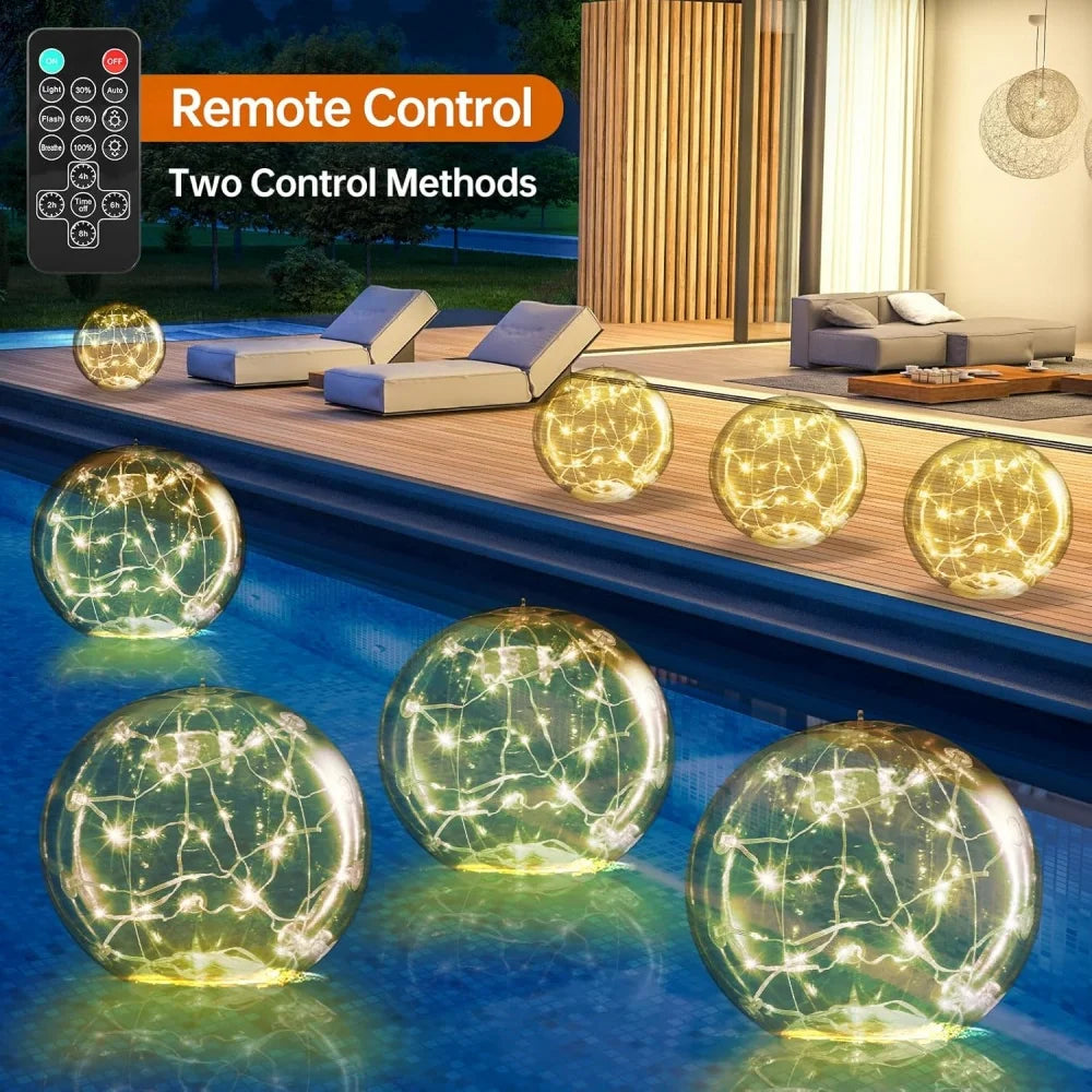 Solar Floating Pool Lights 34cm Large Inflatable Pool Beach Ball For Water Pool Party Outdoor Balloon LED Garden Ball Light