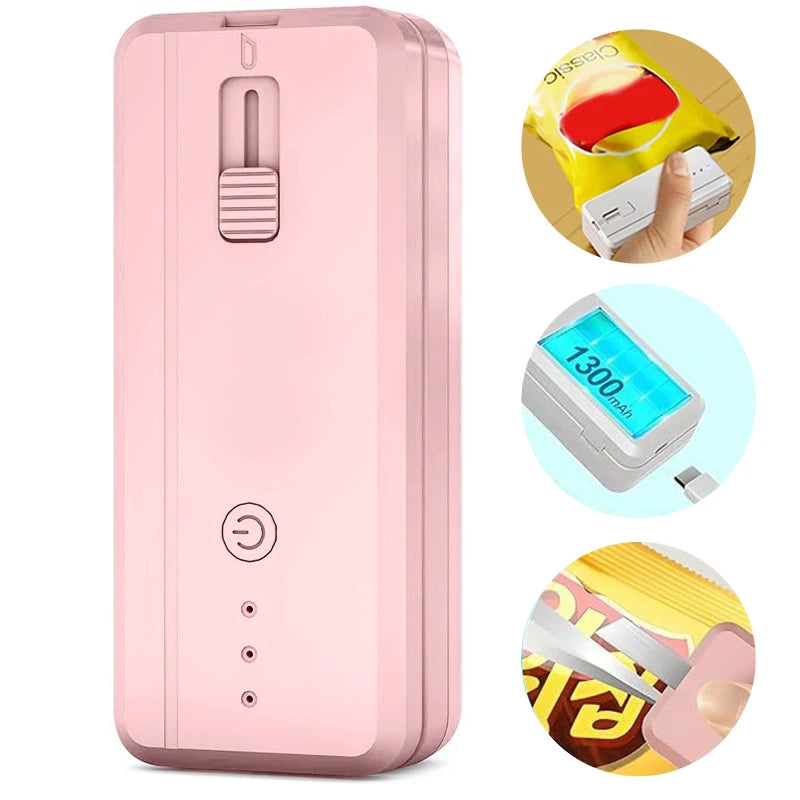 1300mAh Rechargeable Mini Bag Sealer and Cutter, 3 Variable Heat Modes, Widened Thermal Strip