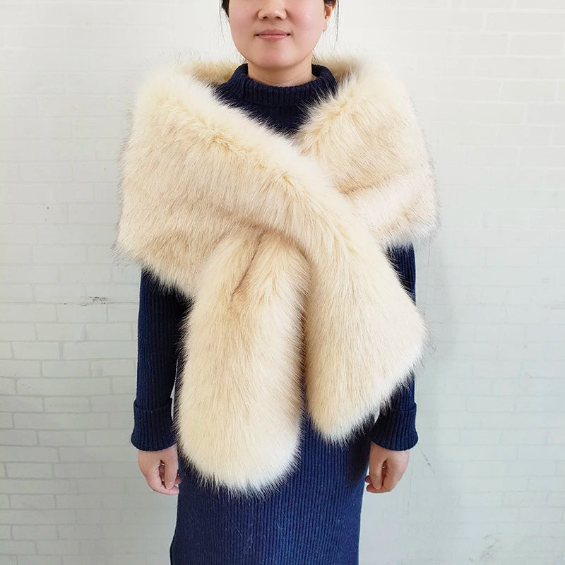 Faux Fur Wedding Shawl Woman Party Bride Cape Cloak Autumn Winter Banquet Stage Dress Scarf Bridal Wrap Bolero Accessory Stock