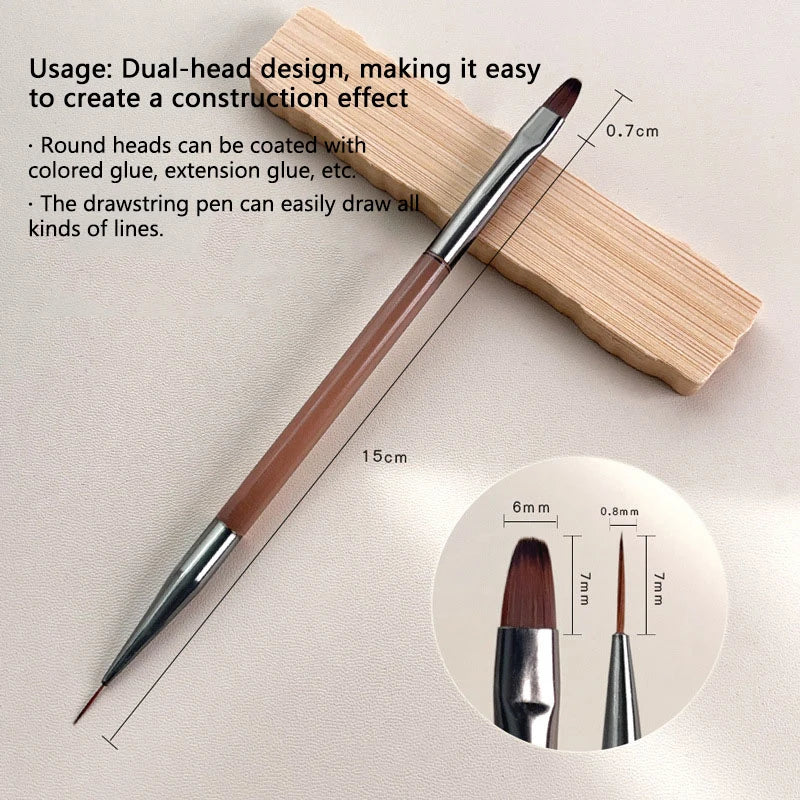 1pc Nail Brush Extension Nail Gel Rhinestone Dual-Ended Handle French Tip For Manicure Design Polish Gel Liner Professional Pen