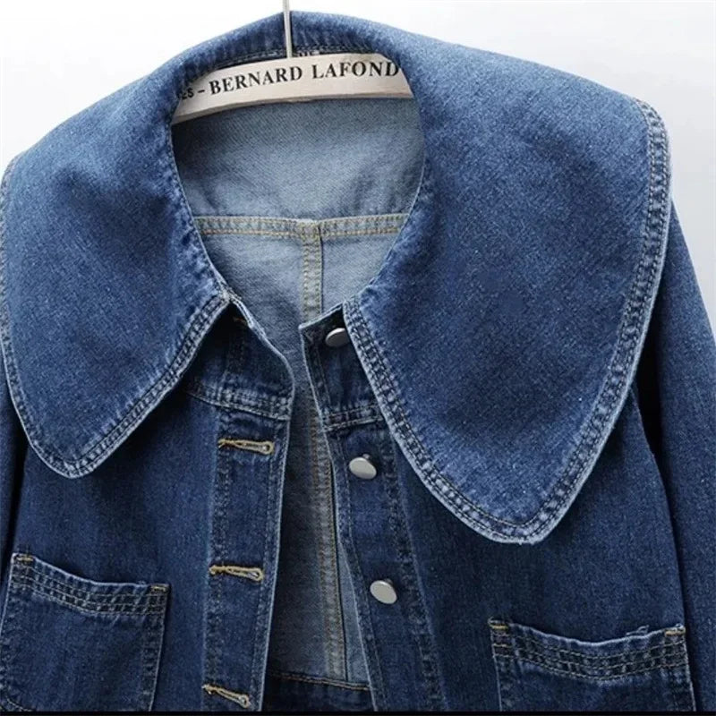2024 New Autumn Women Denim Jacket Long Sleeve Casual Short Denim Coat Famale Jeans Jackets Outerwear Casaco Jaqueta Feminina