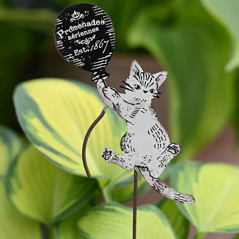 Retro Iron Animal Flower Stake Balloon Ornament Horticultural Groceries Garden Decor Rustic Balcony Plant Markers for Flowerpot