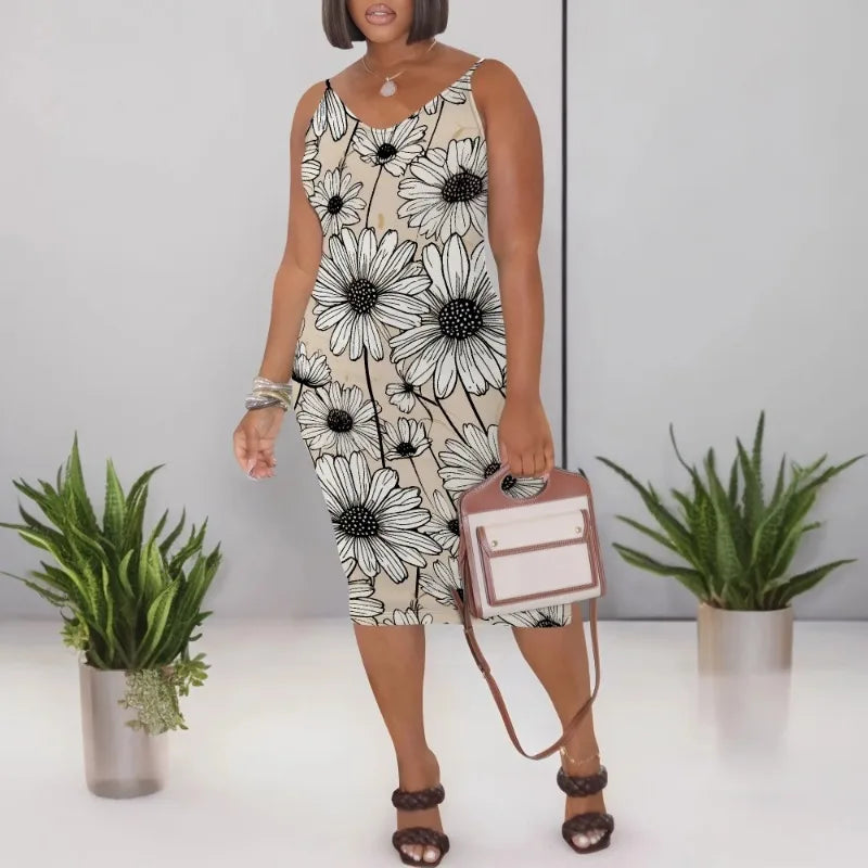 Womens Summer Short Sundress Plus Size Tank Sleeveless T-Shirt Midi Dress Beach Loose Fit Casual Dress