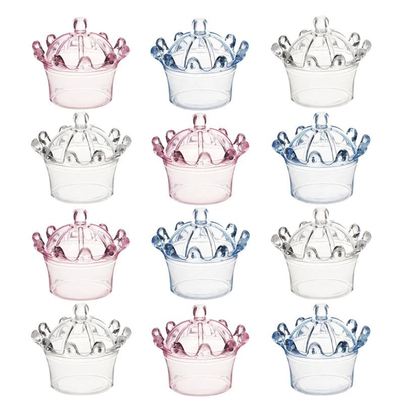 12pcs/lot Crown Candy Box Transparent Chocolate Boxes Packing Box Bride Groom Wedding Decoration Birthday Party Favor Gifts