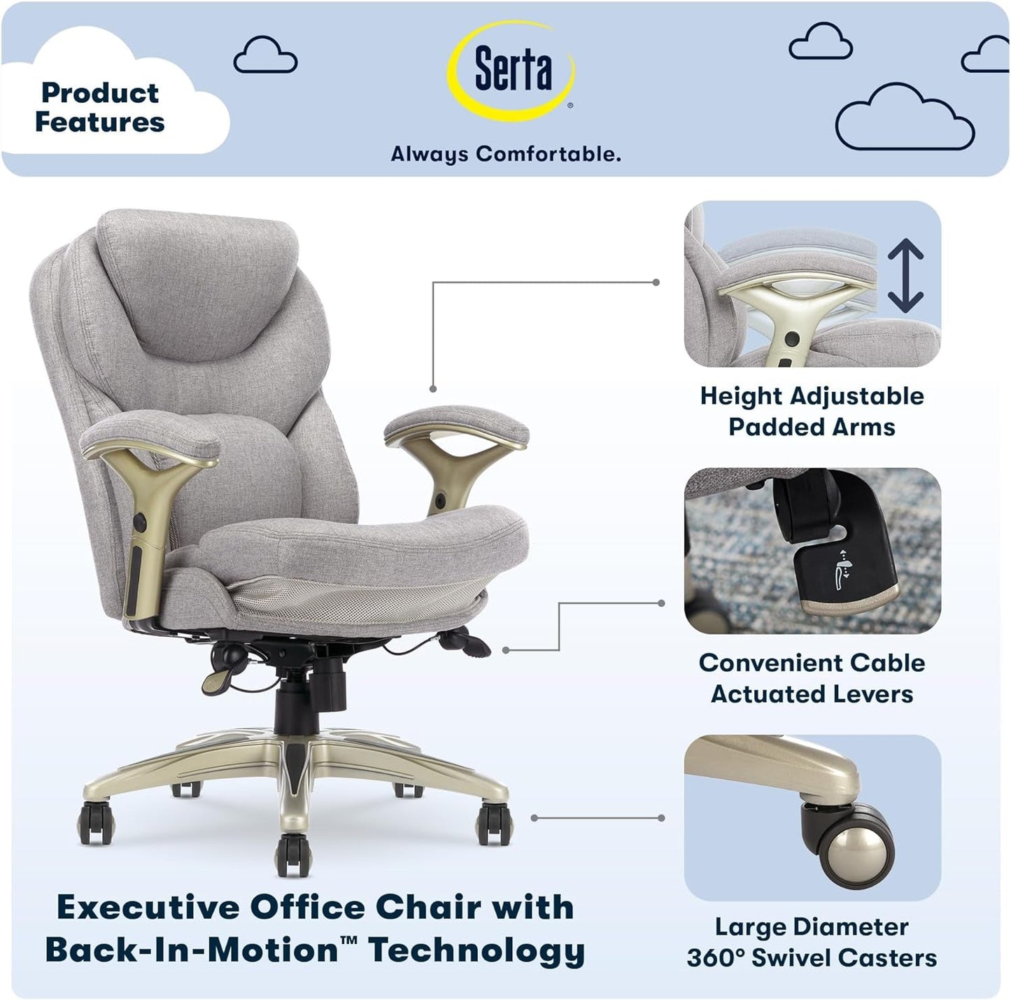 Ergonomic Executive Office Chair With Motion Technology Gray
