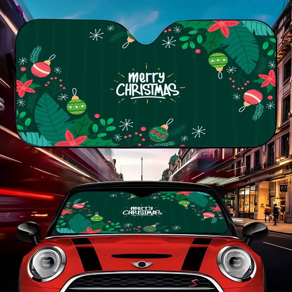 Merry Christmas Sun Shade Sunshade Seat Cover Off-Road Truck Accessory Set Retro Steering Car Van SUV Gifts