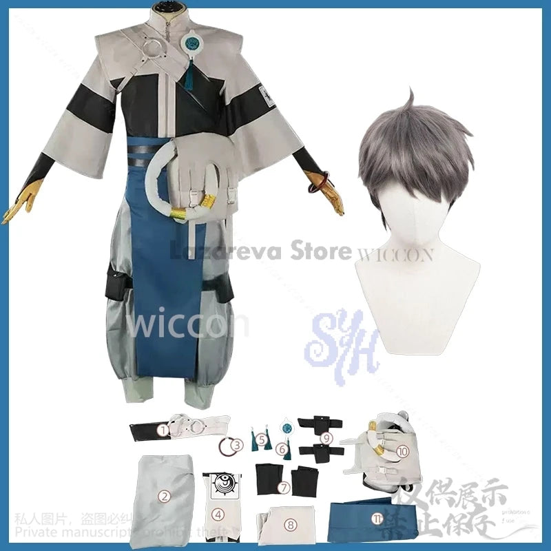 Zanka Cosplay GACHIAKUTA Anime Costume Grey Punk Uniform Y2K Chinese Styles Coat Dress Wigs Jirai Kei Earring Halloween Party
