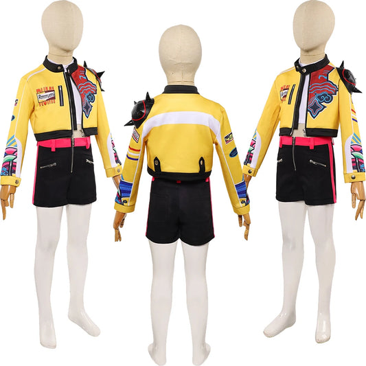 Demon Hunter of KPop Rumi Cosplay Kids Children Fantasia Costume Child Disguise Yellow Uniform Coat Pants Set Halloween Suits