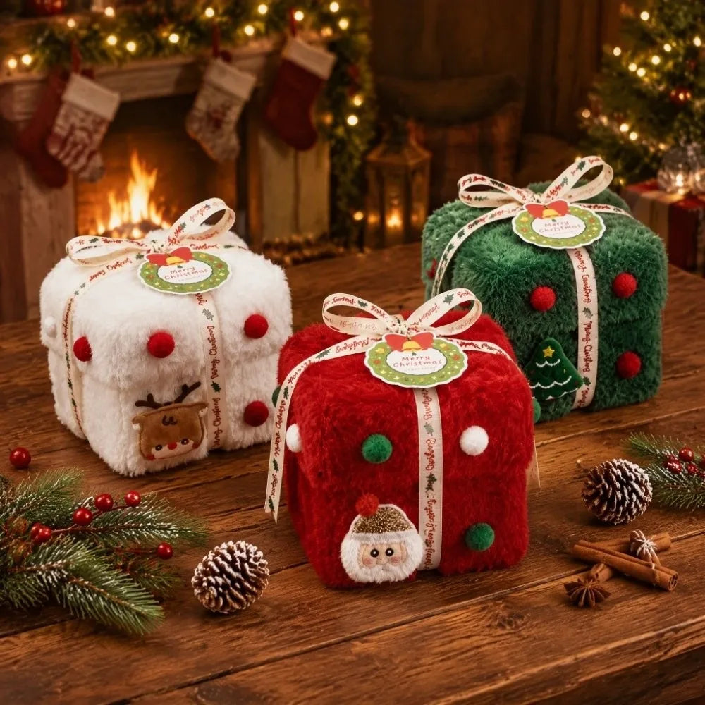 Velvet Christmas Packaging Box Thick Velvet Fabric High-End Christmas Eve Gift Box Xmas Velvet Gift Box Christmas Decoration