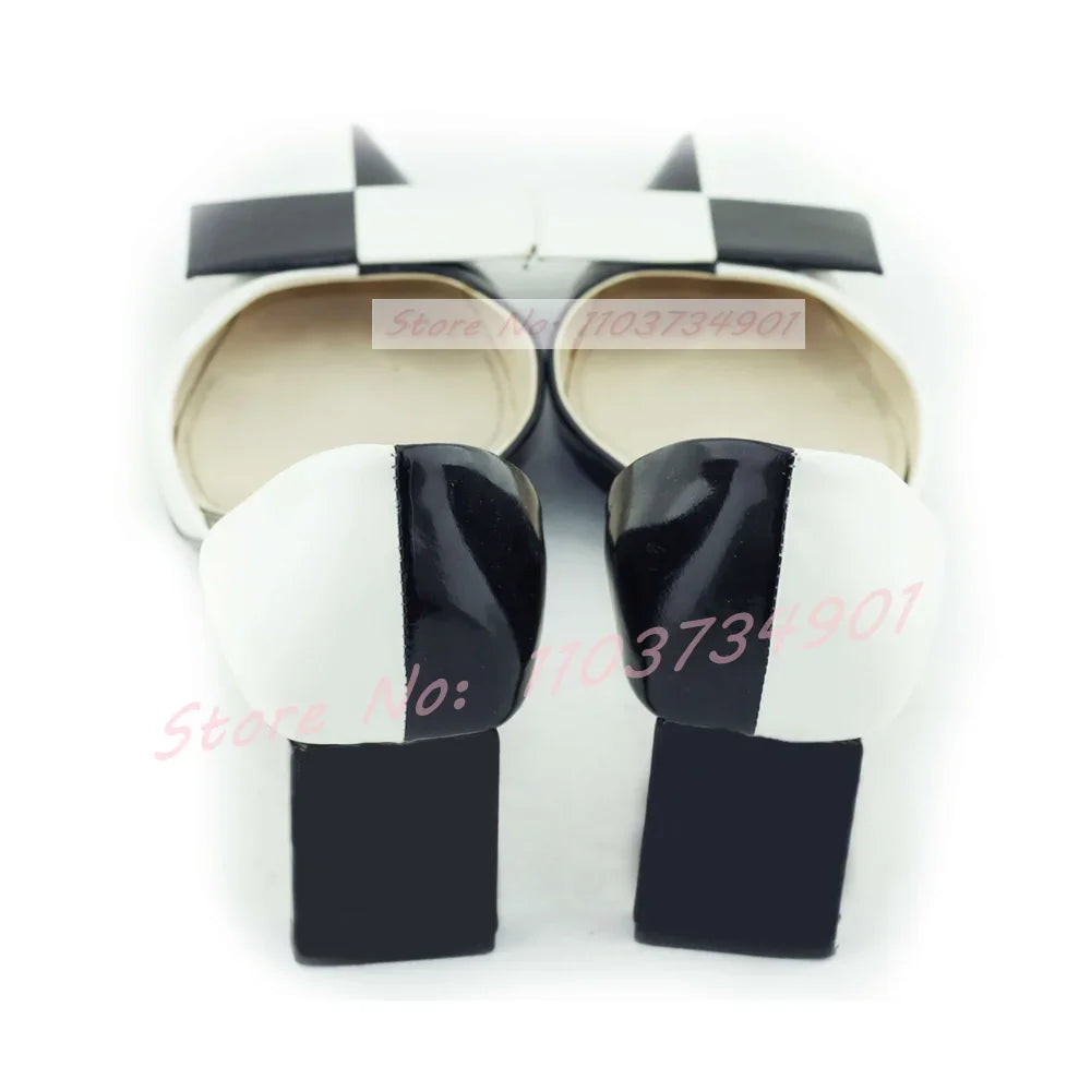 White Mixed Colors Slip-On Sandals Women Fashion Sexy Pointy Toe Chunky Heeled Shoes Ladies Patent Leather Big Size Sandals