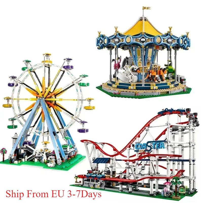 Roller Coaster 15039 Loop Roller Coaster 77045 Ferris Wheel Carousel 15036 Blocks 10261 10303 10247 10257 Toys  Christmas Gifts