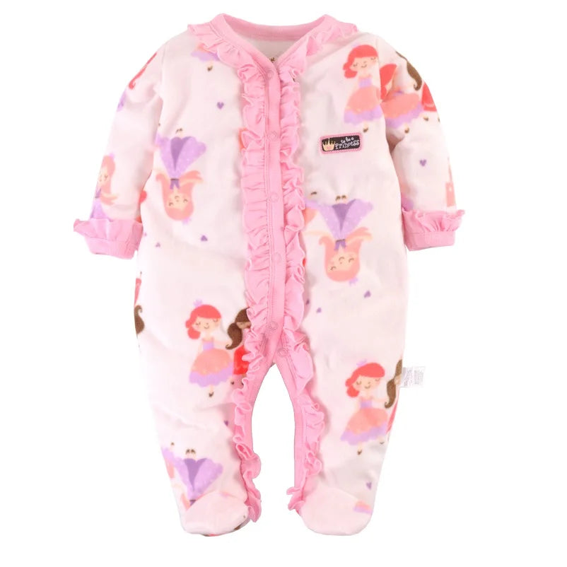 Fleece Baby One-Piece Romper With Footies bodysuits newborn sleepwear girl jumpsuit boy pajamas overalls cotton clothes