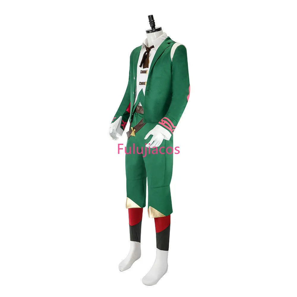 Fulujiacos Game LOL Ekko Boy Who Shattered Time Cosplay Costume Green Coat Uniform