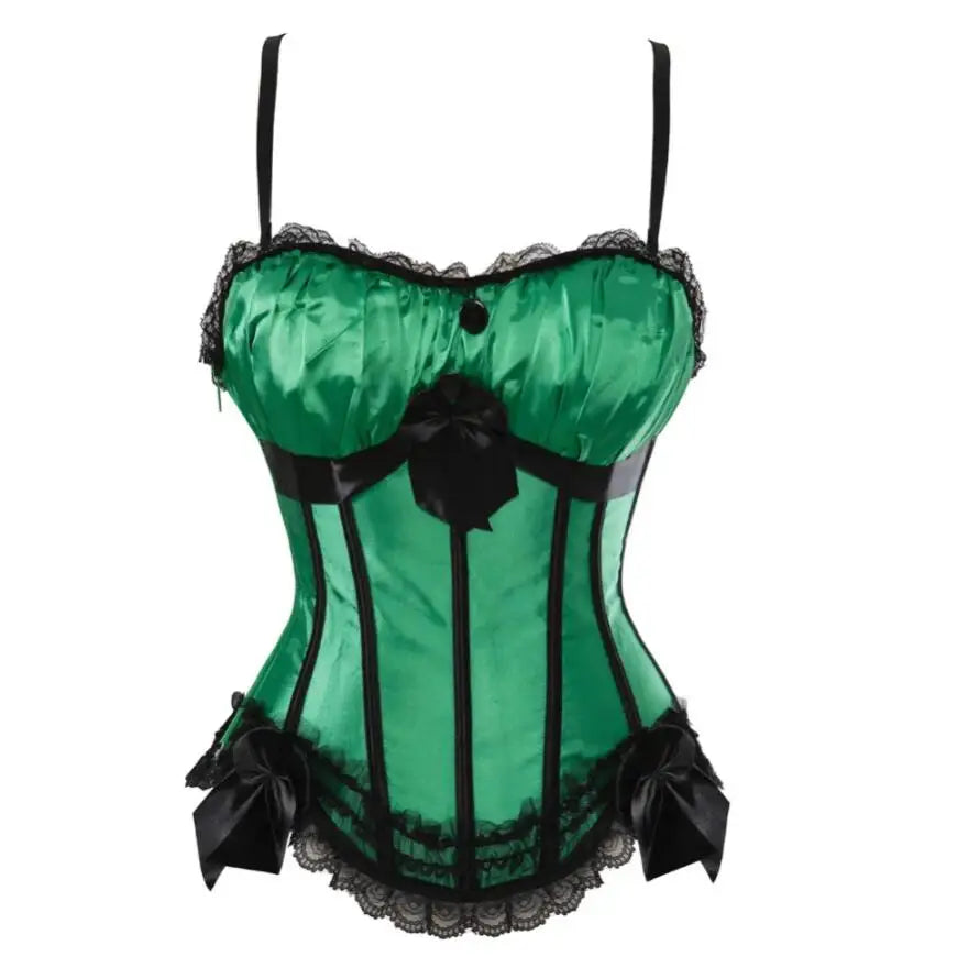 Sexy Corsets Top for Women Lingerie Adjustable Straps Overbust Corselet Lace Up Corselet Bustier Zip Side Showgirl Body Shaper