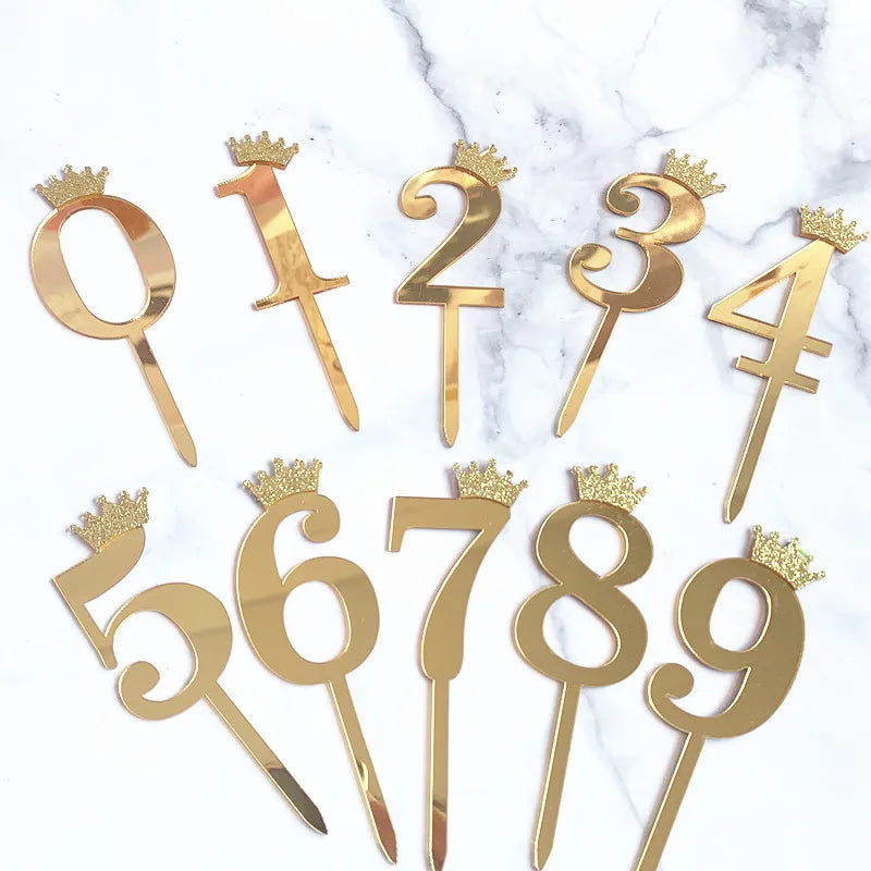 Happy Birthday Cake Topper Wedding Decorations Acrylic Cake Topper Gold Silver Numbers 10 16 18 20 30 Cake Decoration Tools