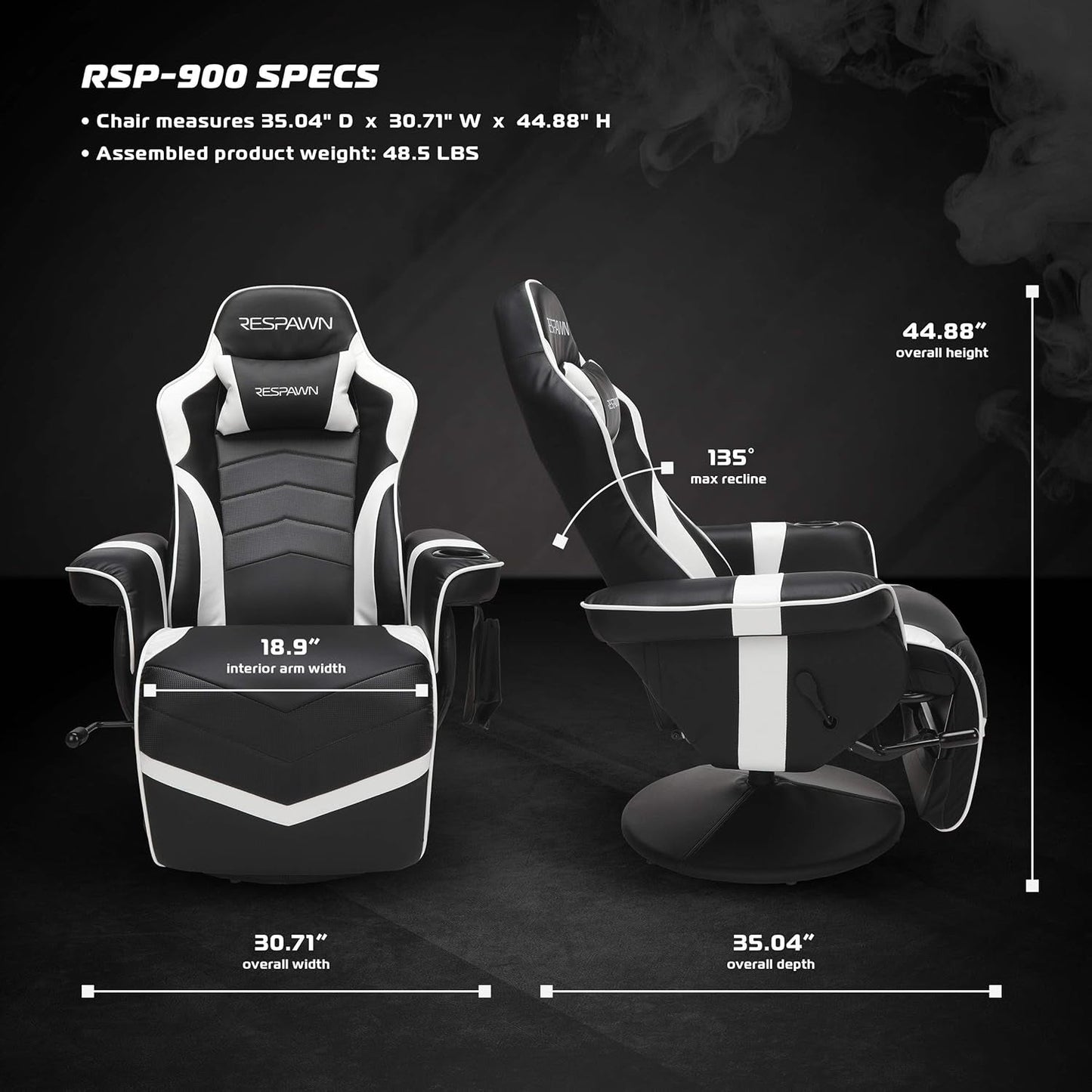 White Gaming Recliner Cupholder And Adjustable Footrest