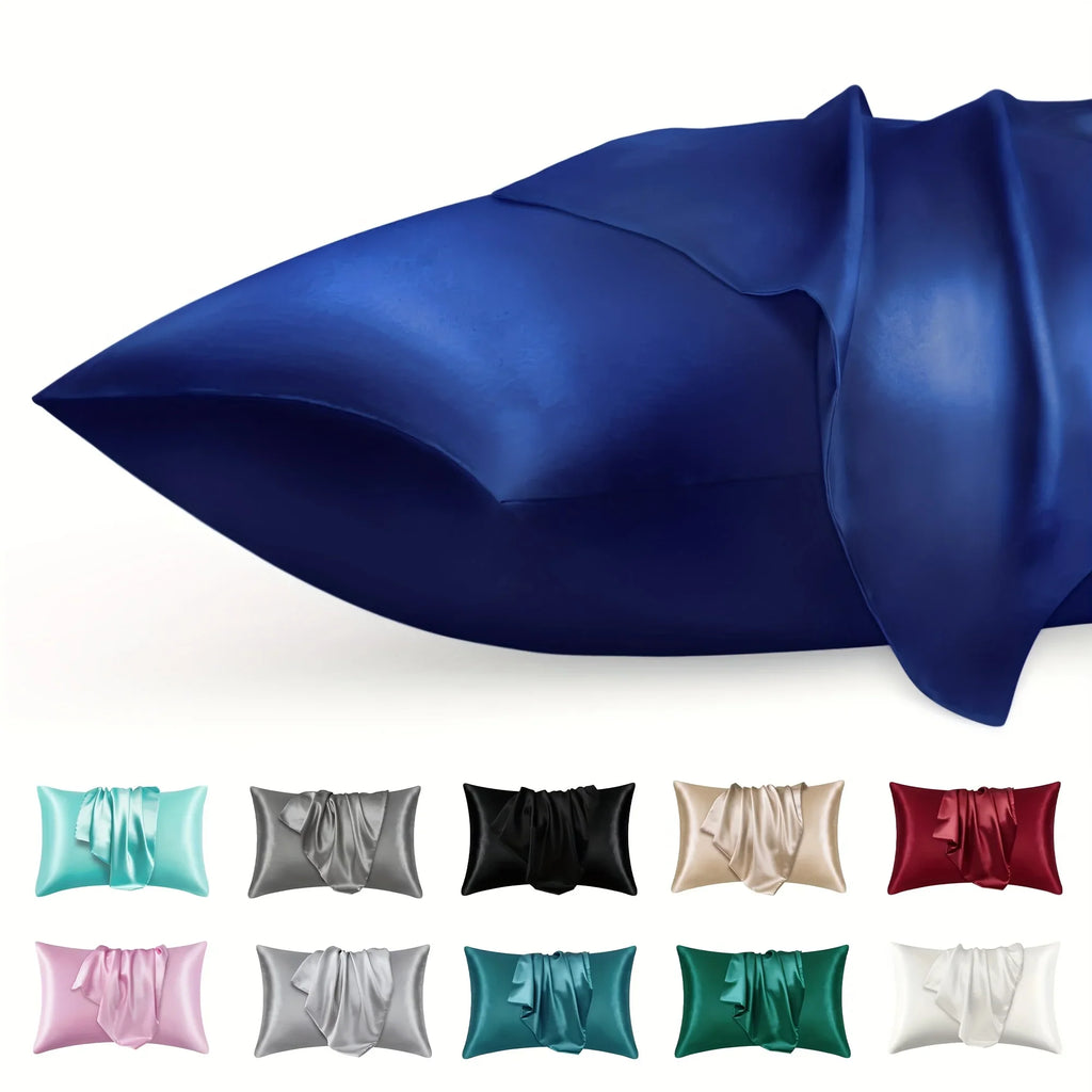 2pcs Luxury Satin Envelope Pillowcase  Solid Color, Silk Like High-End Nighttime Hair Protection, Woven Fabric, Active Printing