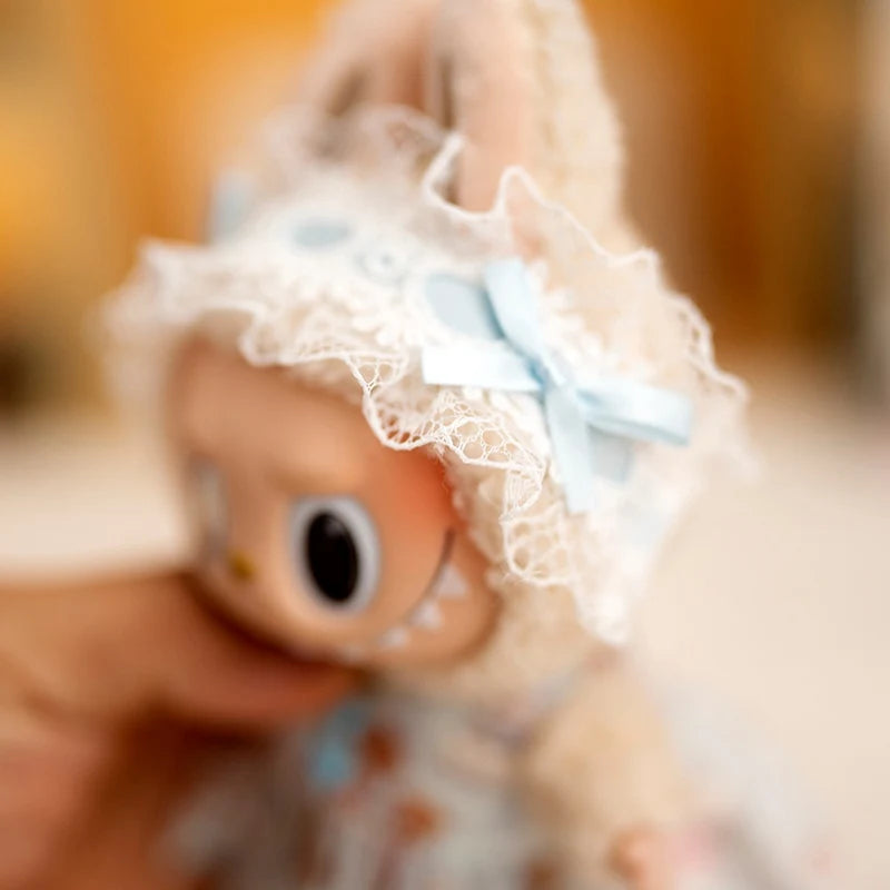 17cm Labubu Doll Clothes Lace Headband Cartoon Bear Print Dress Baby Pendant Clothes Suspender Pants Clothes Replacement Gift