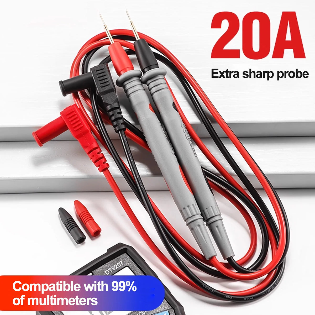10A 20A Multimeter Test Heads Needle Pin Digital Multi Meter Head Wire Pen Cable Kit Multimeter Voltmeter Silicone Tester Kit