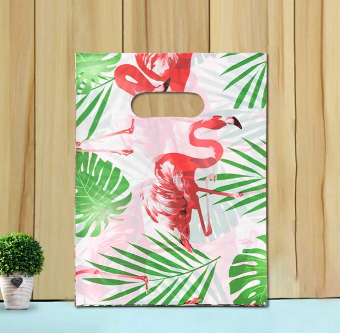 50pcs Multi Style Plastic Handle Bag 15*20cm Small Jewelry Packing Bag Party Favor Bags For Candy Cookie Gift Packaging Bag