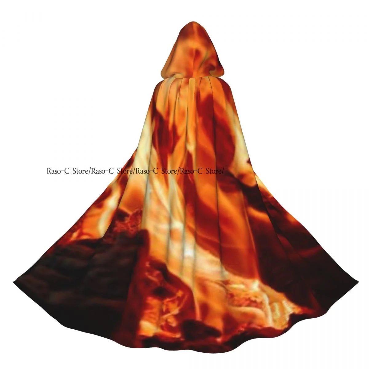 Long Cape Cloak Firestorm Texture Hooded Cloak Coat Autumn Hoodies