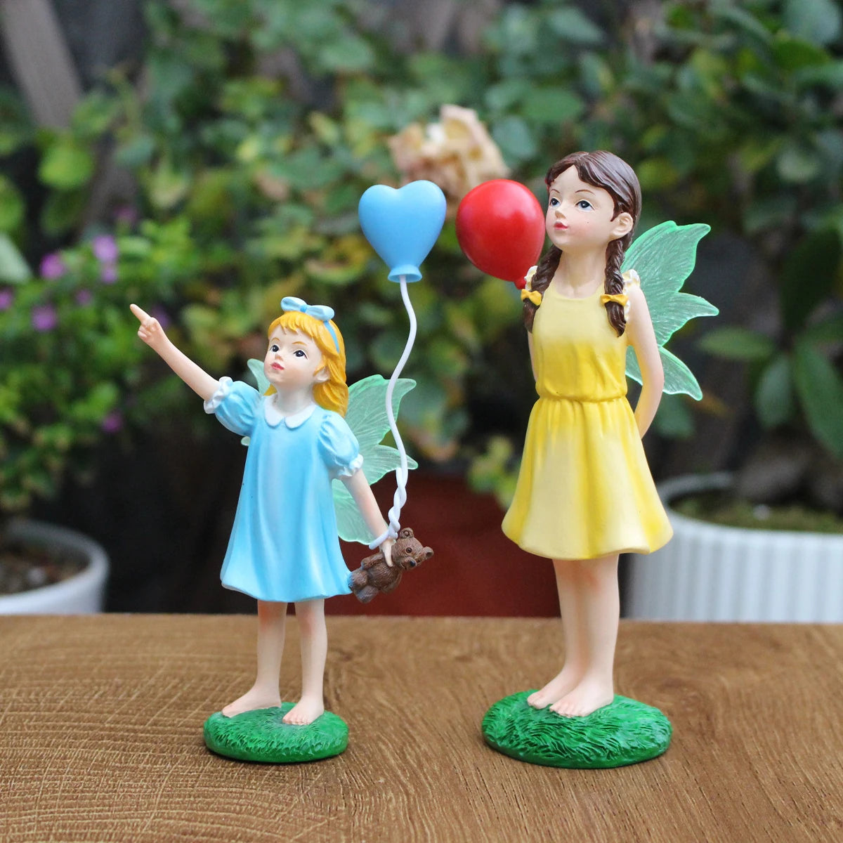 2PC/Colorful Balloon Flower Fairy - Resin Succulent Pot Decoration Statue - The Perfect Choice for Fairy Garden