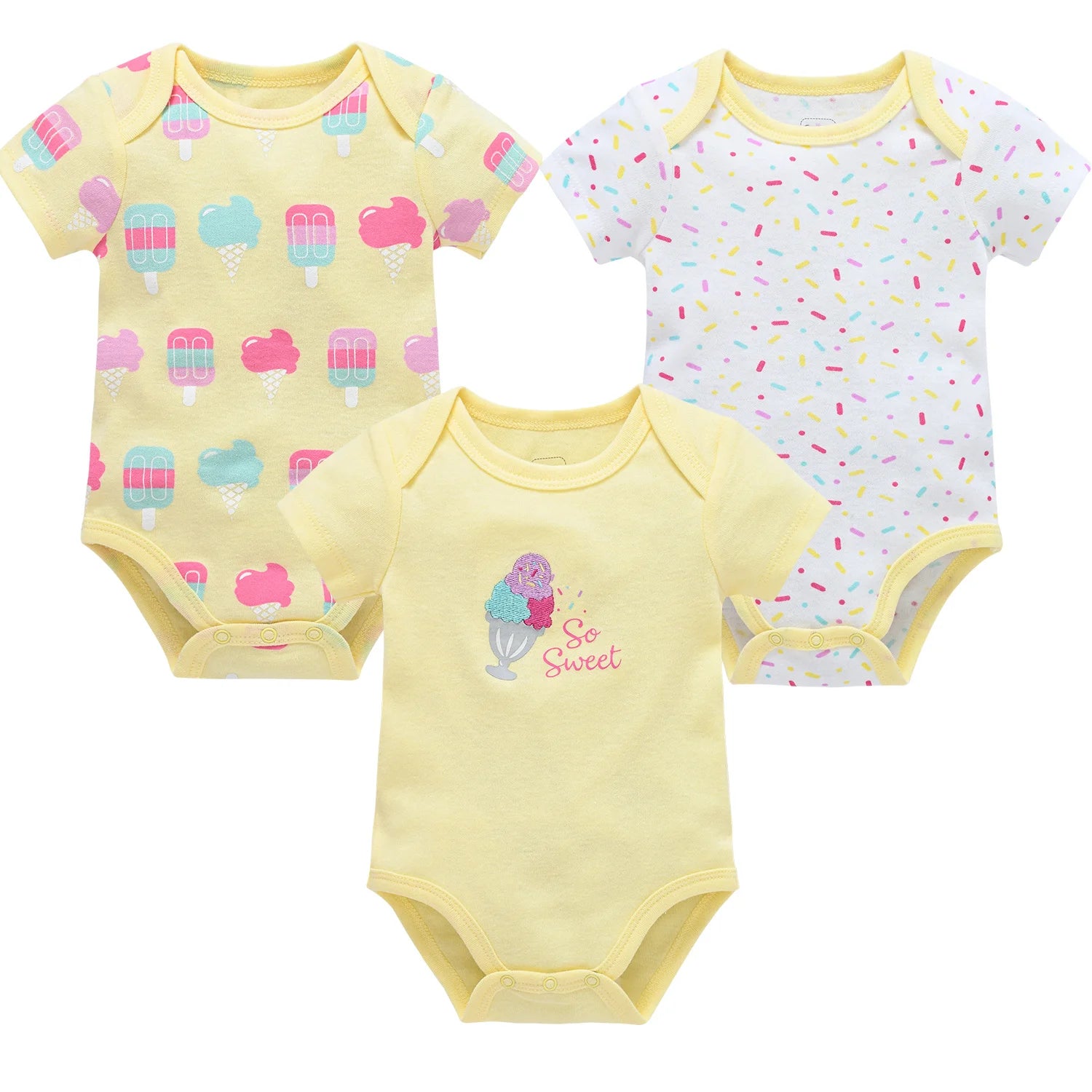Kavkas 3 Pcs 6 Pcs Baby Boy Bodysuit 0-12 Months Short Sleeve Summer Monster Print Newborn Cotton Clothes