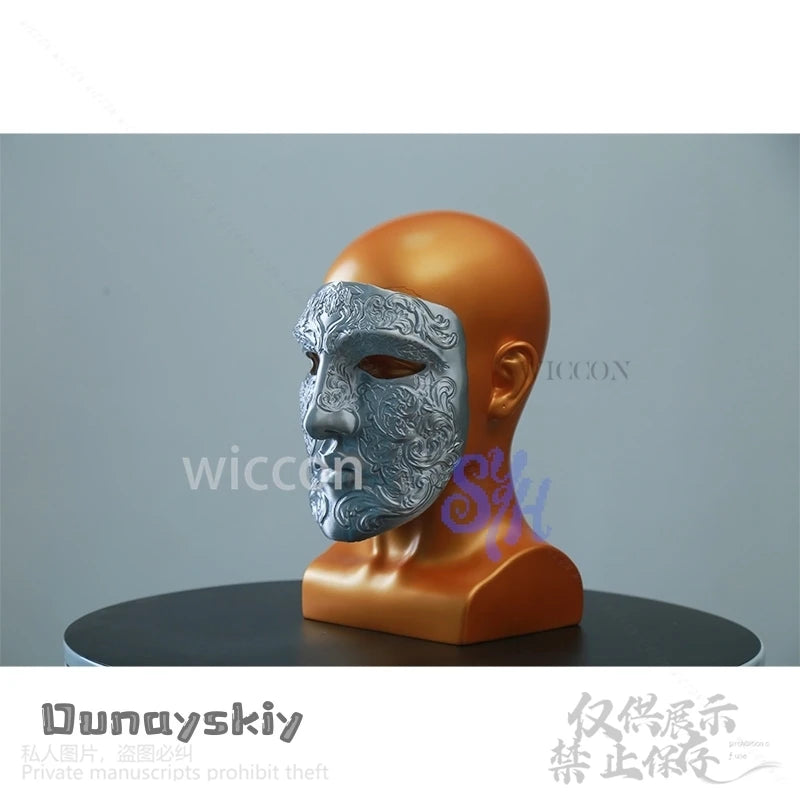 Movie Baldwin IV Cosplay Silver Retro Face 3D Polylactic Acid Mask Halloween Christmas Performance Props Accessory 코스프레