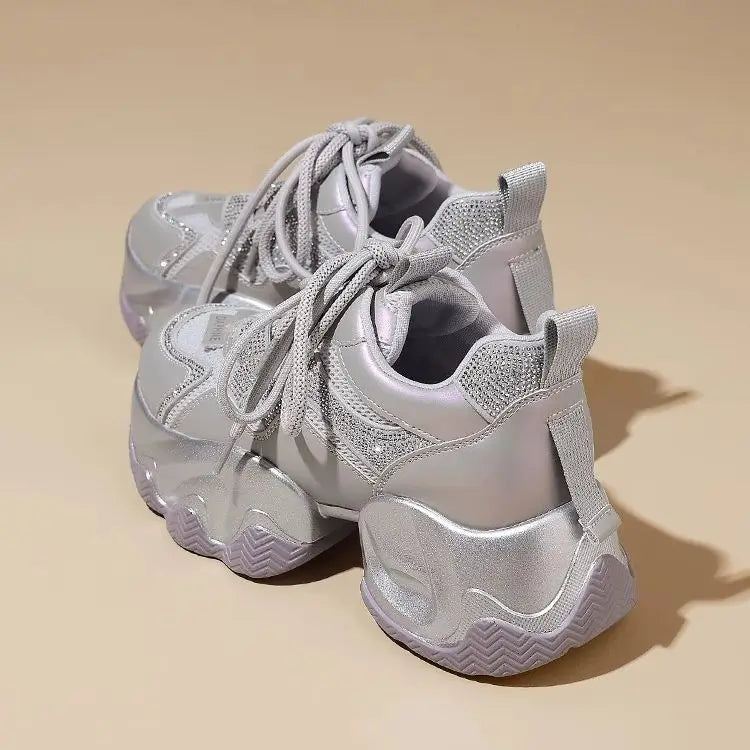 Thick-soled Heightening Dad Shoes for Women 2025 Summer New Versatile Soft-soled Mesh Breathable Casual Sports Shoes Tide