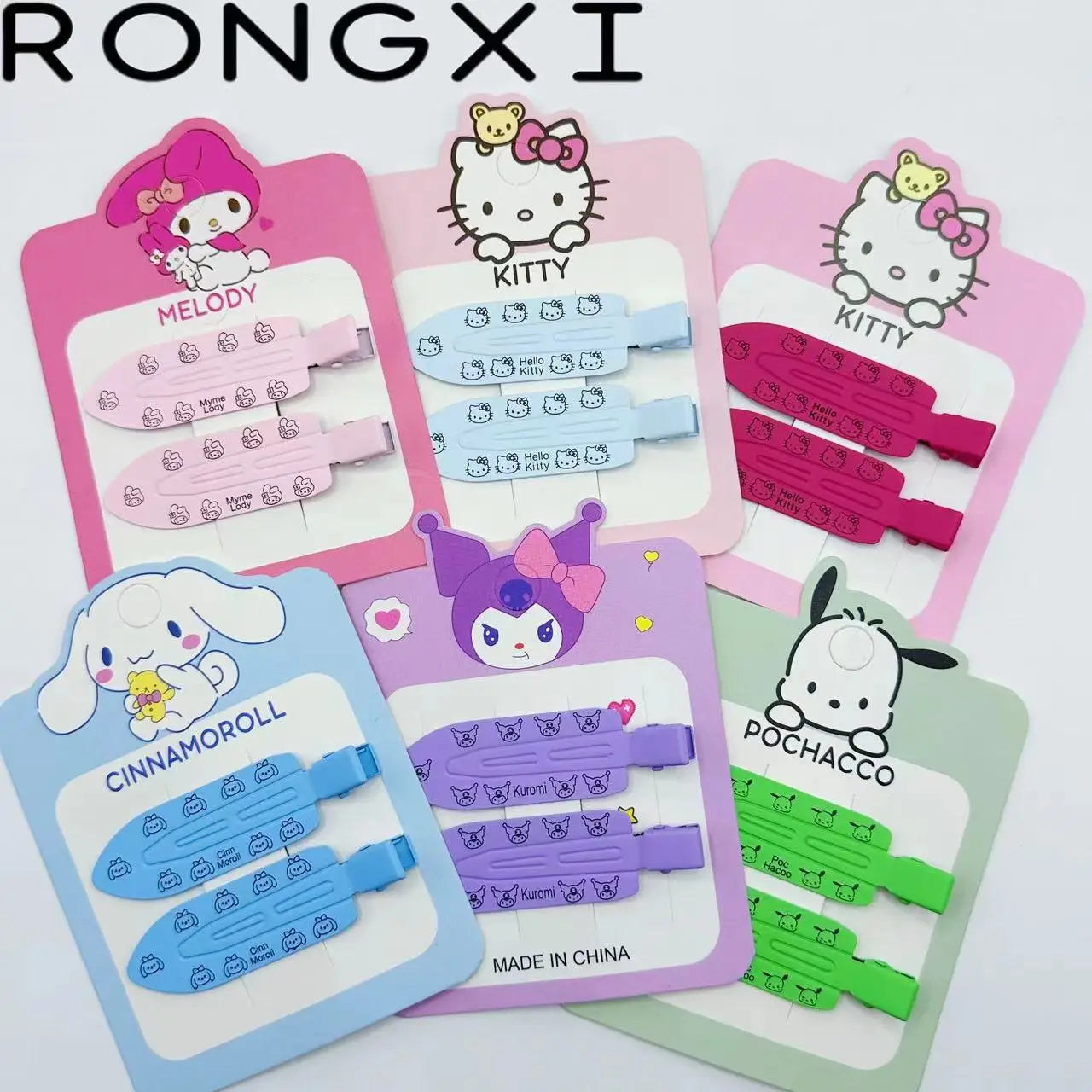 2pcs Hello Kitty Seamless Hairpin Cute Cartoon Sanrio BB Hair Clip Accessories Girl Headwear Bangs Clip Sweet HairClips Gifts