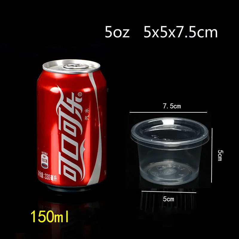 50 PCS Pudding Cup With Lid Disposable Plastic Cups Sauce Baking Jelly Dessert Cups Wedding Small Mini Party Set Cup Bowl Box