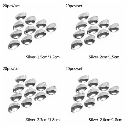 20pcs/lot Fishing Spinner Rings Blades Smooth Nickel Spoons Plaice Tackle Craft DIY Bait Fishing Tool Lure Accessories