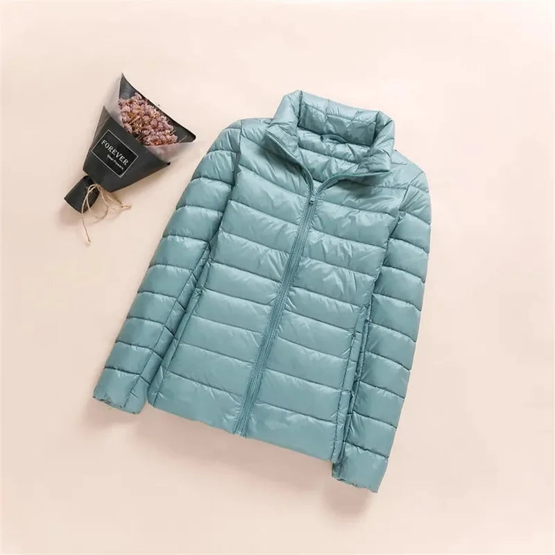 New Women Thin Down Jacket White Duck Down Ultralight Jackets Autumn Winter Puffer Jacket Warm Coats Portable Female Outwear