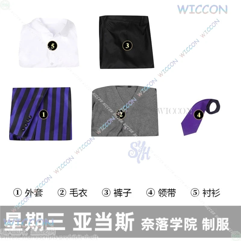 Eugenee Ottingerr Never Movie Moree Cosplay Anime Costume British Style School Uniform DK Purple Striped Coat Halloween Party