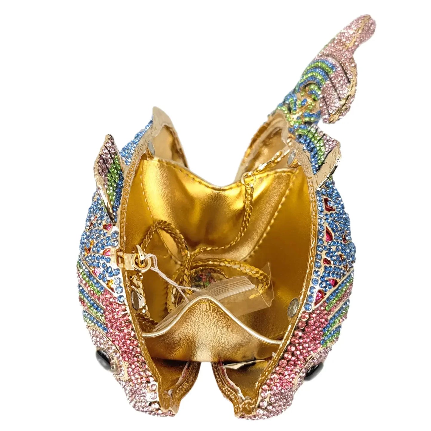 Boutique De FGG (in stock) Fish Crystal Clutch Handbags Women Pink Evening Bags Wedding Party Brides Rhinestones Purses Bag