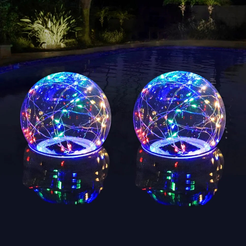 Solar Floating Pool Lights 34cm Large Inflatable Pool Beach Ball For Water Pool Party Outdoor Balloon LED Garden Ball Light