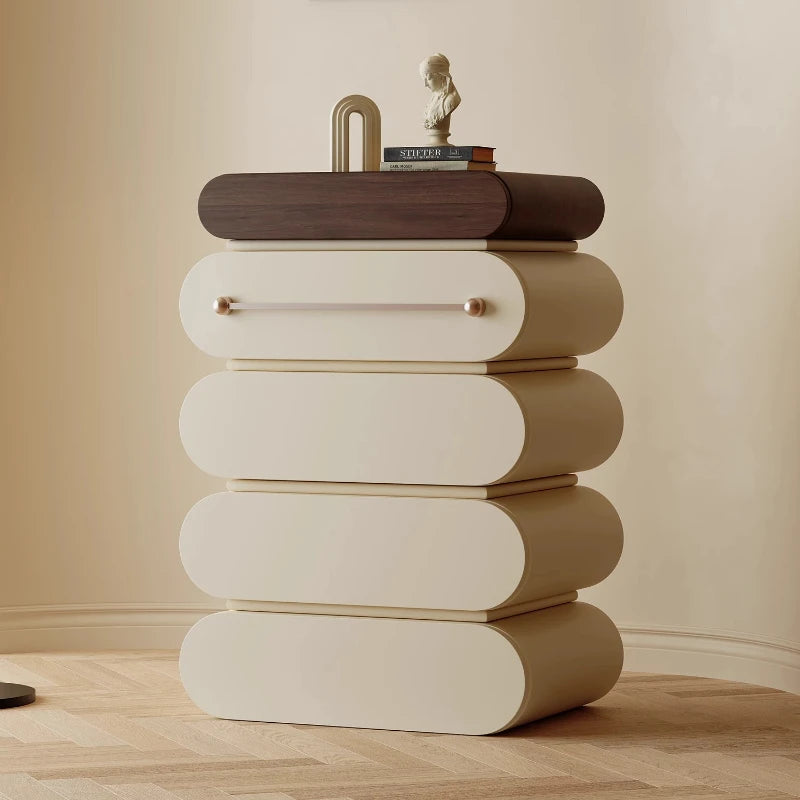 French Cream Style Storage Black Walnut Cabinet Home Furniture Drawer Type Showcase Locker Living Room Cabinets Storage Locker