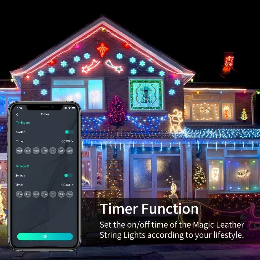 10M Fairy Led Lights Dream Color Smart Bluetooth String Light RGBIC DIY Christmas Tree Lights for Garden Party Wedding Decor