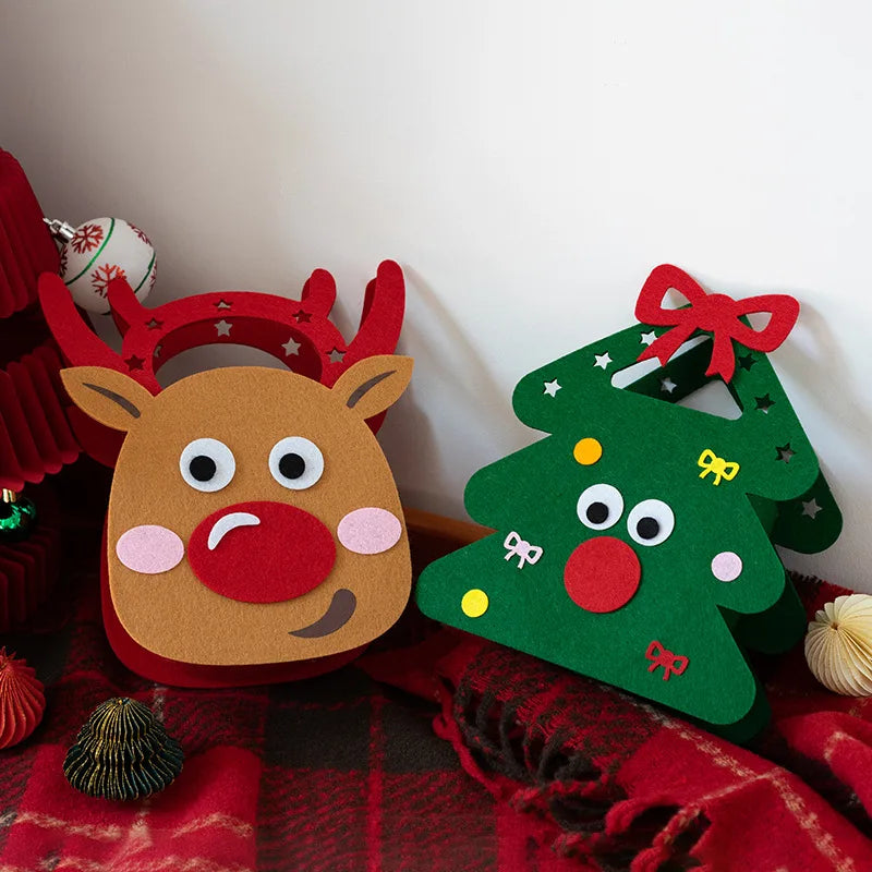 2024 New Christmas gift bag creative felt cloth children's candy gift bag Christmas Eve portable apple bag